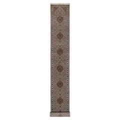 2'9"x20'6" Ivory Tabriz Mahi Fish Design Hand Knotted 175 KPSI Wool Runner Rug