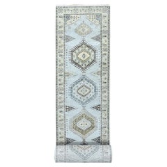 2'9 "x21'9" Tapis de course en laine grise Persian Village Inspired Design Rugs noué à la main