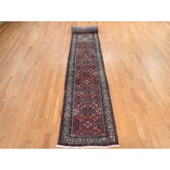 2'9"x23'6" Blush Red Vintage Persian Hussainabad Hand Knotted Wool Runner Rug