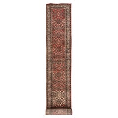 2'9"x23'6" Blush Red Vintage Persian Hussainabad Hand Knotted Wool Runner Rug