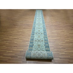 2'9 "x29'10" Blau Shah Abbas Blume Design Hand geknüpft reine Wolle XL Läufer Teppich
