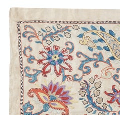 29x30 in 100% Silk Wall Hanging. Embroidered Tablecloth. Boho Wall Decor