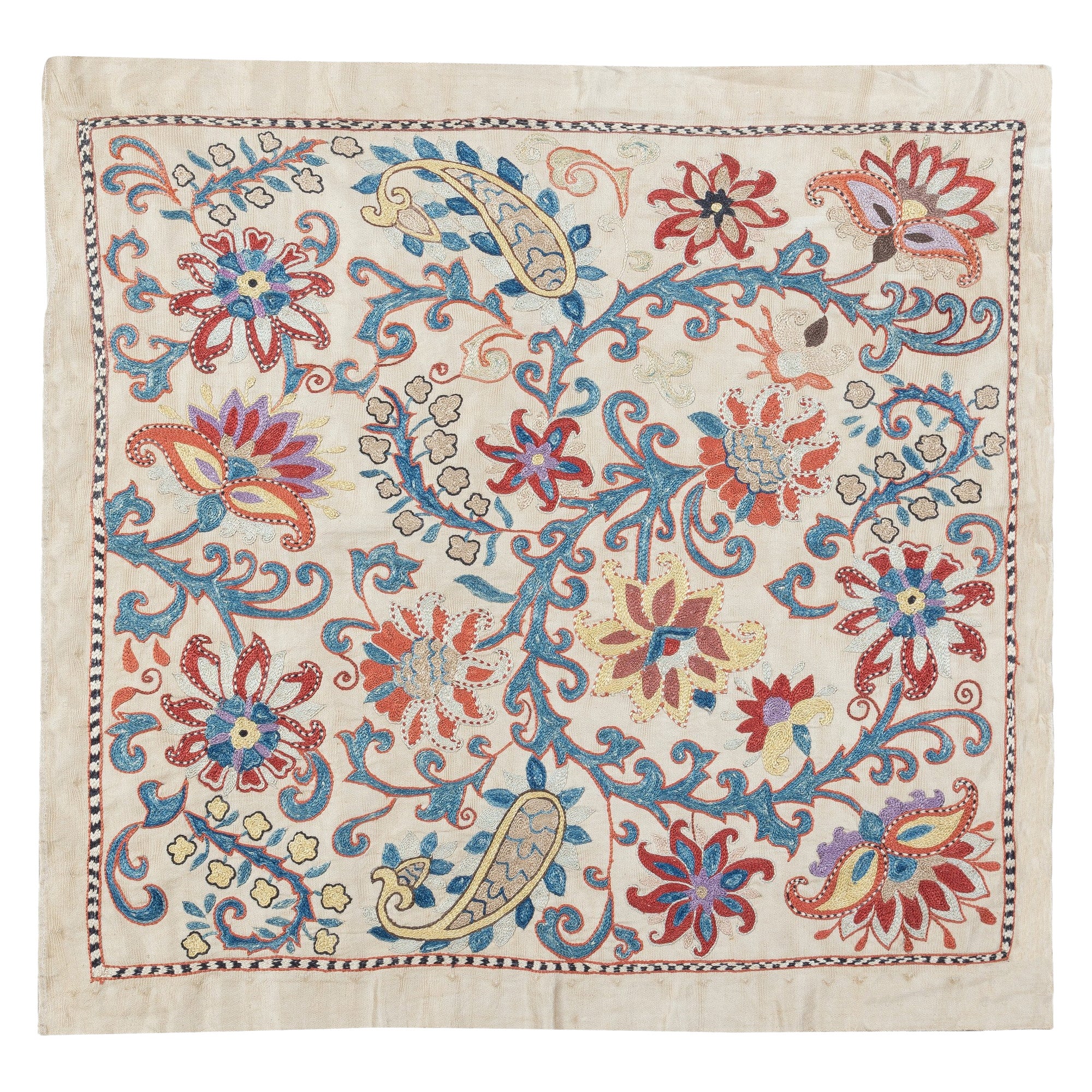 29x30 en 100% soie Tenture murale. Nappe brodée. Décoration murale boho