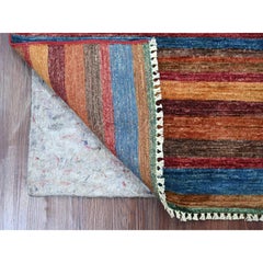 2'9"x3'10" Colorful Natural Wool Hand Knotted Afghan Super Kazak Sample Mat Rug
