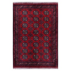 2
9"x3
10" Red Princess Bokara with Geometric Design Hand Knotted Wool Mat Rug