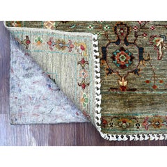 2'9"x3'10" Stone Gray Soft Wool Afghan Sultani Hand Knotted Sample Mat Rug