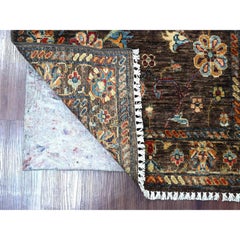 2'9"x4' Chocolate Brown Wool Hand Knotted Afghan Sultani Hand Knotted Wool Rug