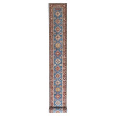 2'9"x40'6" Denim Blue Afghan Super Kazak Natural Wool Hand Knotted XL Runner Rug