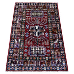 2'9 "x4'1" Rot Handgeknüpft Super Kazak Reine Wolle Medaillons Orientteppich