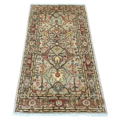 2'9"x4'10" Brown Peshawar with Bijar Garus Design Hand Knotted Wool Oriental Rug