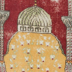 29x43 in Gebetsteppich mit Moschee-Motiv, handgefertigter Vintage-Teppich, türkischer Gebetsteppich