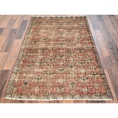2'9 "x4'6" Blush Red Vintage Nordwest Persisch Reine Wolle Handgeknüpft Abgenutzt Teppich