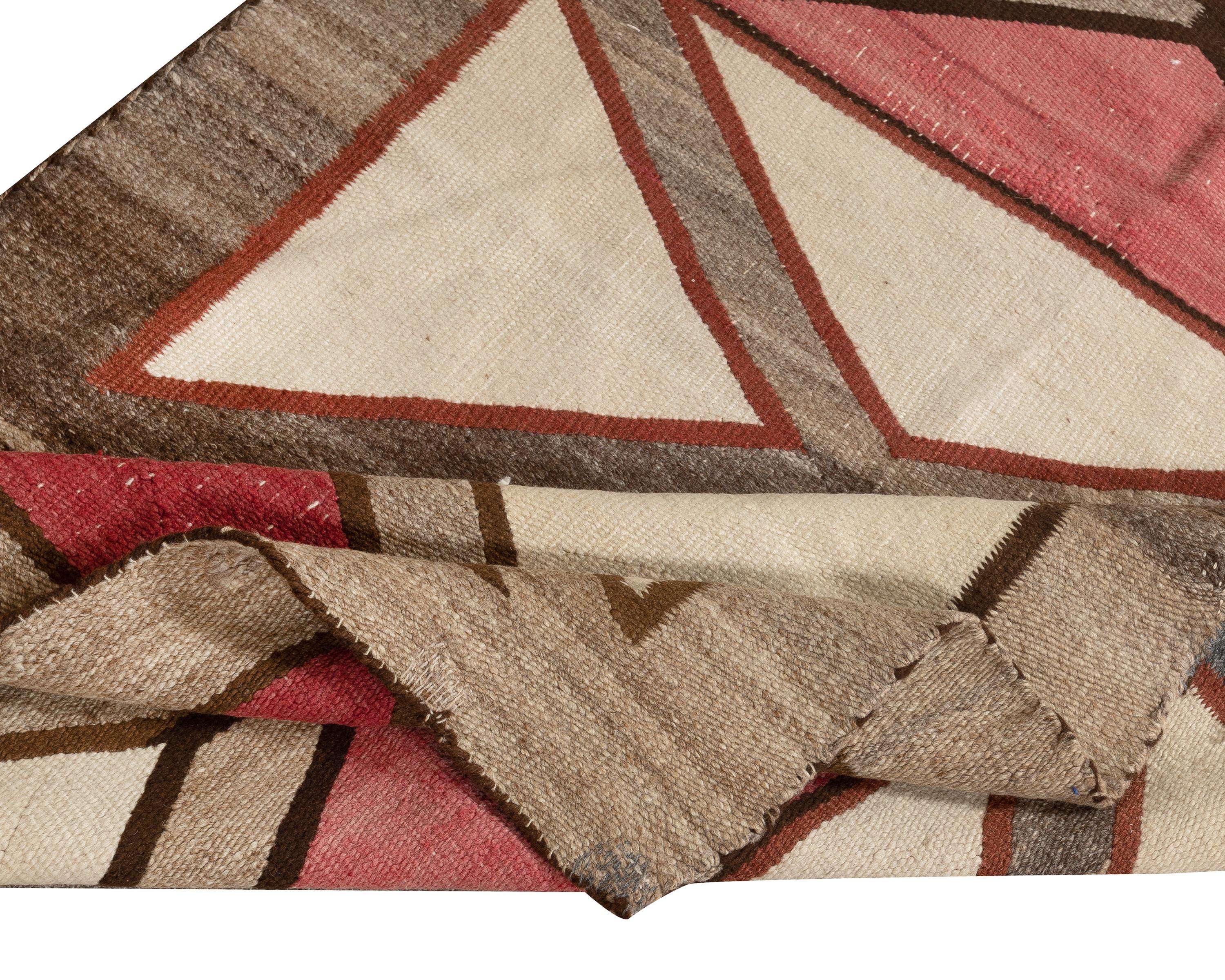 Kilim Tappeto Navajo Geometrico Antico, Lana, Colori Naturali, Circa 1920-1940 in vendita