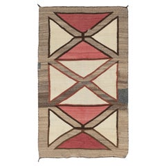Tappeto Navajo Geometrico Antico, Lana, Colori Naturali, Circa 1920-1940