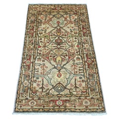 2'9"x4'8" Light Brown Peshawar with Bijar Garus Design Hand Knotted Wool Rug