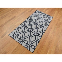 2'9''x6' Goose Gray, Wool, Hand Woven, Durie Kilim, Reversible, Runner Rug