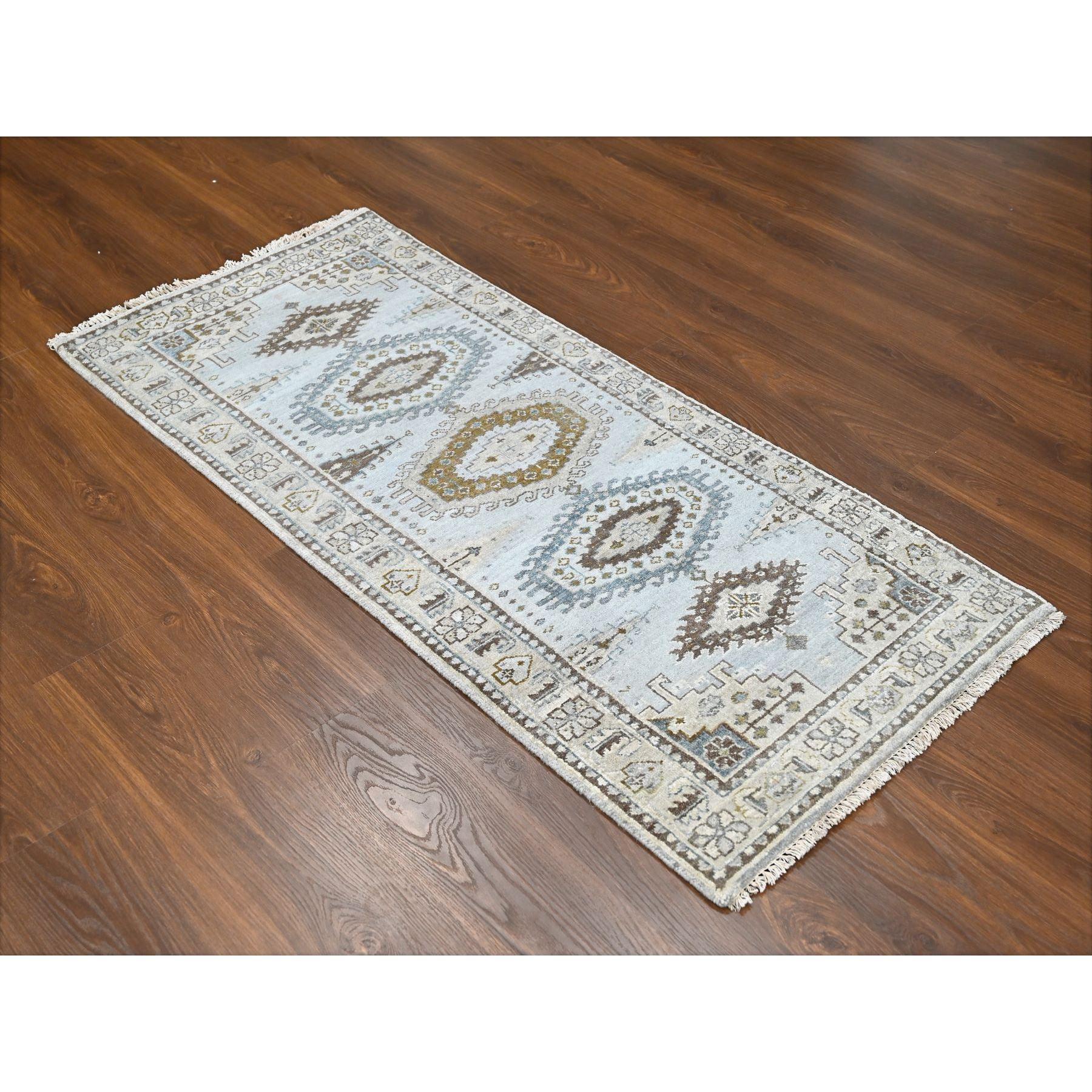This is a truly genuine one-of-a-kind Pure Wool, Hand Knotted, Persian Village Influence with Geometrical Medallions, Oriental Rug. It has been Knotted for months and months in the centuries-old weaving craftsmanship techniques by expert