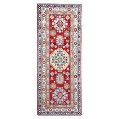 2
9"x6
10" Red Hand Knotted 100% Wool Denser Weave Kazak Runner Oriental Rug
