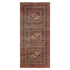 2
9"x6
3" Brown Vintage Persian Baluch Hand Knotted Sheared Low Wool Runner Rug