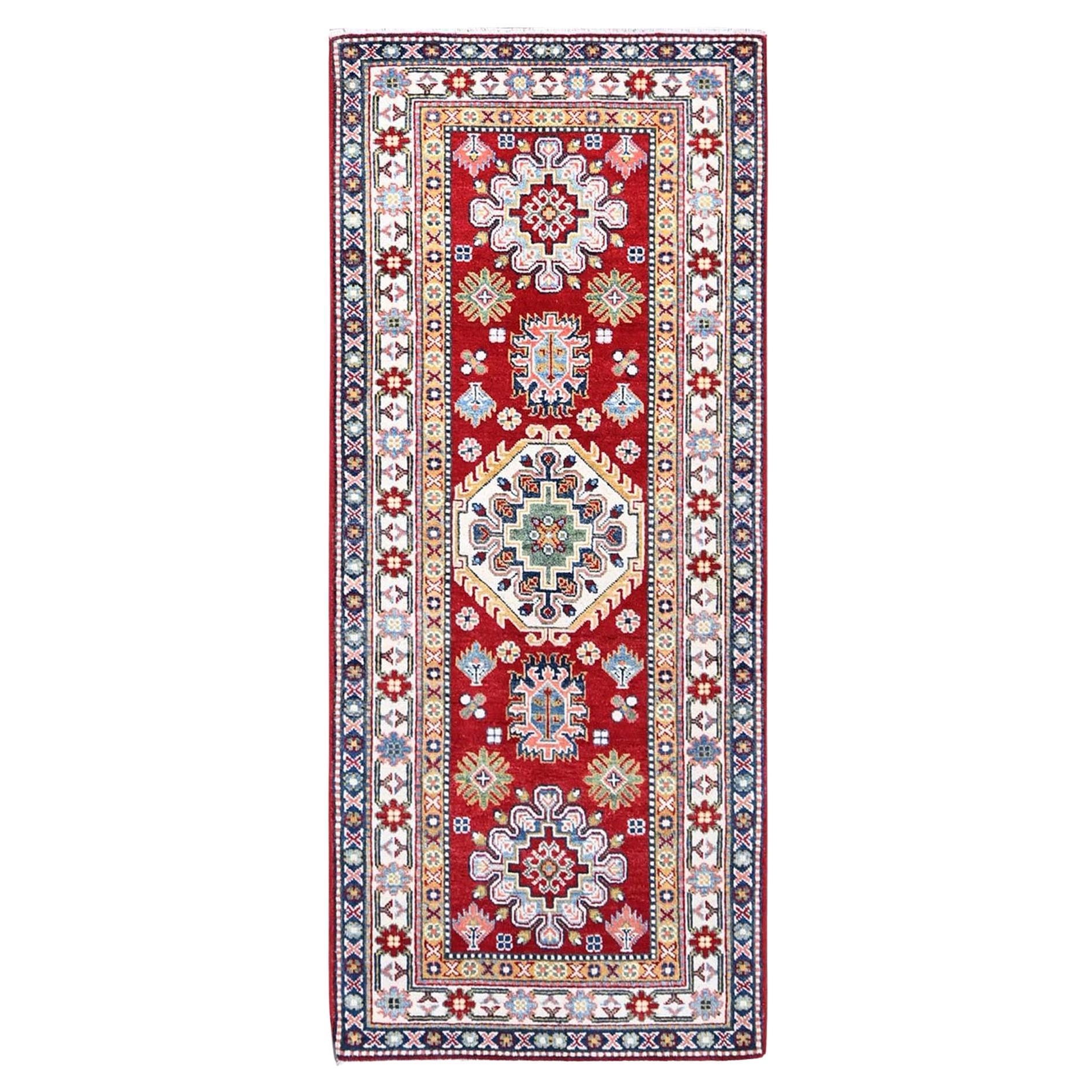 2
9 "x6
6" Kirschrot Denser Weave Orientalische Wolle Hand Knotted Kazak Läufer Teppich