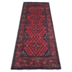 2'9 "x6'6" rosso annodato a mano Afgano Andkhoy con motivo geometrico in pura lana