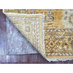 2'9"x7'10" Brown Afghan Angora Oushak Leaf Design Hand Knotted Wool Runner Rug