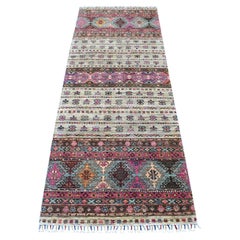 2'9 "x7'10" Alfombra de Corredor de Lana Pura Anudada a Mano Beige Super Kazak Diseño Khorjin