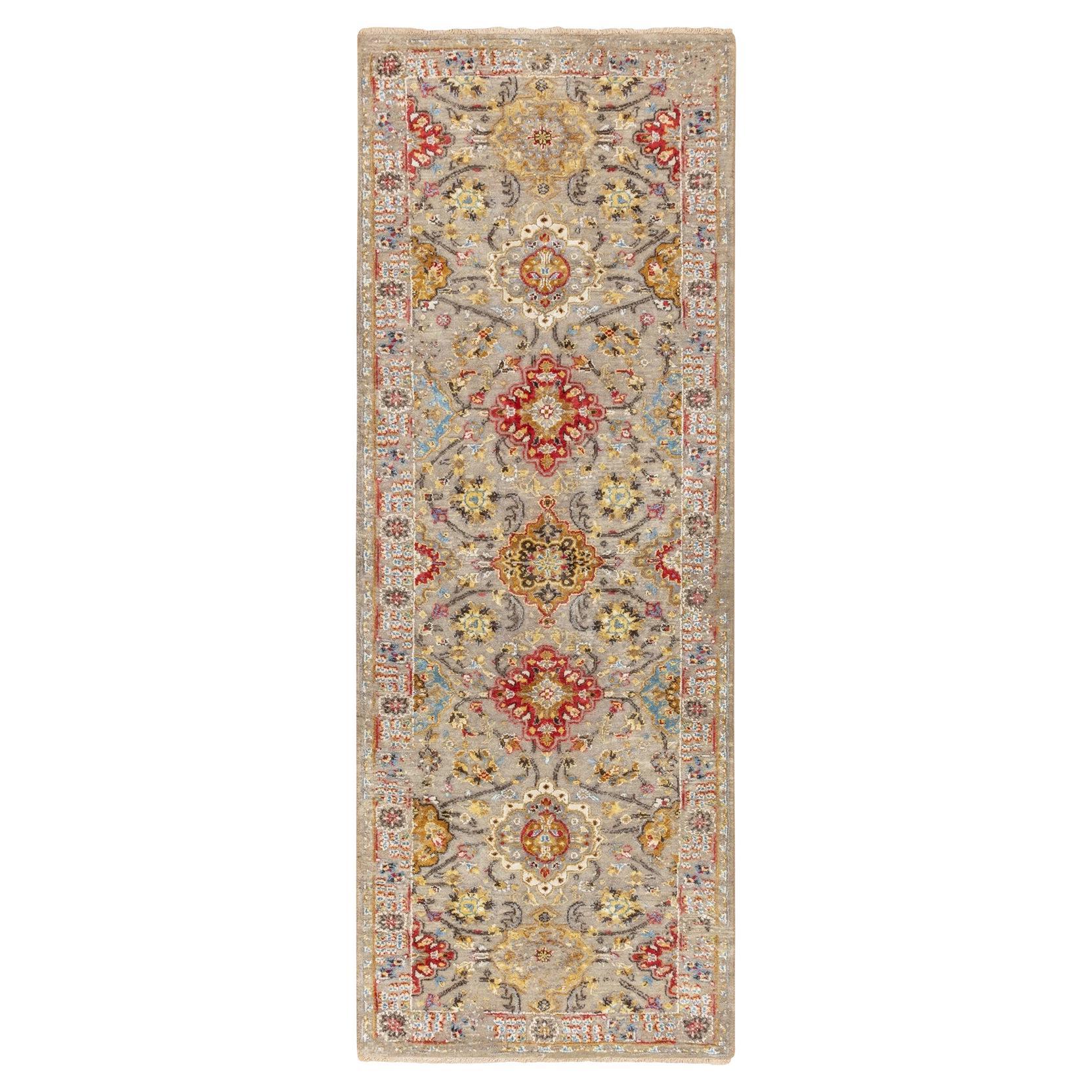2'9 "x7'10" THE SUNSET ROSETTES Alfombra de Lana y Seda Pura Anudada a Mano