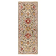 2'9"x7'10" THE SUNSET ROSETTES Wool And Pure Silk Runner Hand Knotted Rug