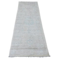 2
9 "x7
7" Weiß Afghan Angora Oushak Leaf Design Hand geknüpft Wolle Läufer Teppich