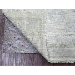2'9"x7'8" Ivory Afghan Angora Oushak Leaf Design Hand Knotted Wool Runner Rug