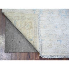 2'9"x7'8" Rose Hand Knotted White Wash Peshawar Wool Runner Oriental Rug