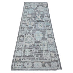 2'9"x8' Gray Afghan Angora Oushak Hand Knotted Wool Runner Oriental Rug