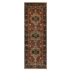 2'9"x8' Red Heriz Revival with Medallion Design Hand Knotted Wool Runner Rug