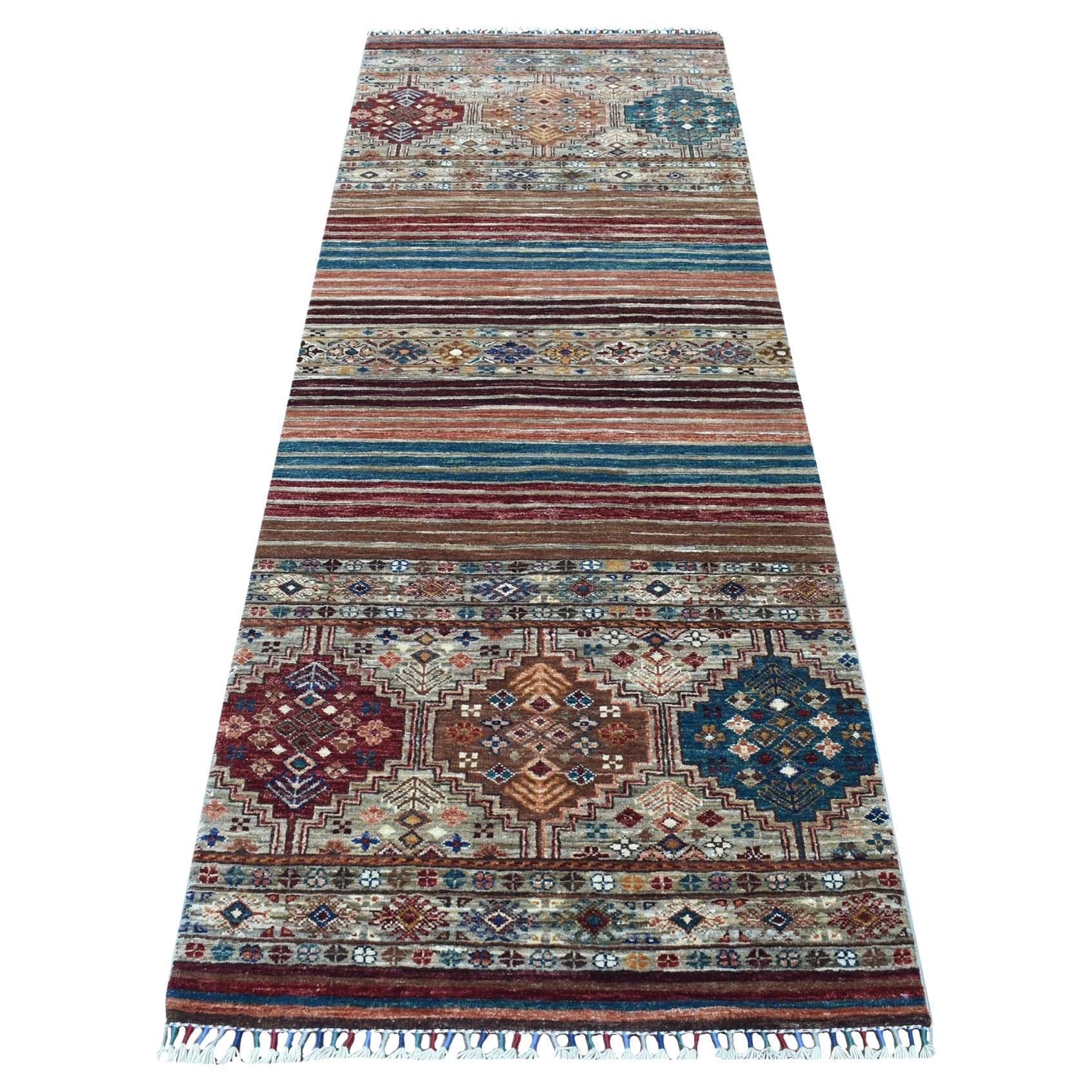 2'9 "x8' Taupe Super Kazak Khorjin Design Wolle Handgeknüpft Orientalischer Läufer Teppich