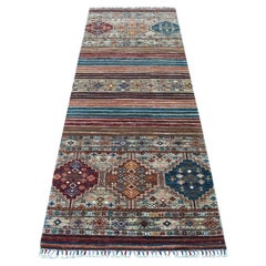 2'9 "x8' Taupe Super Kazak Khorjin Design Wool Hand Knotted Oriental Runner Rugs