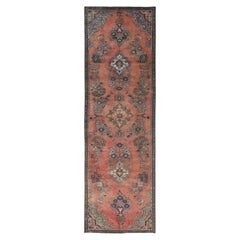 2'9"x8'10" Amber Orange Vintage Zoroastrian Lilahan Hand Knotted Wool Runner Rug