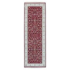 2'9 "x8'2" Rouge, noué à la main, Nain Design, 250 KPSI Tapis de course en laine organique