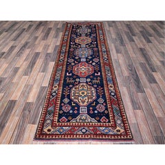 Tappeto Runner in lana morbida annodato a mano 2'9 "x8'4" blu opale Design/One Revival