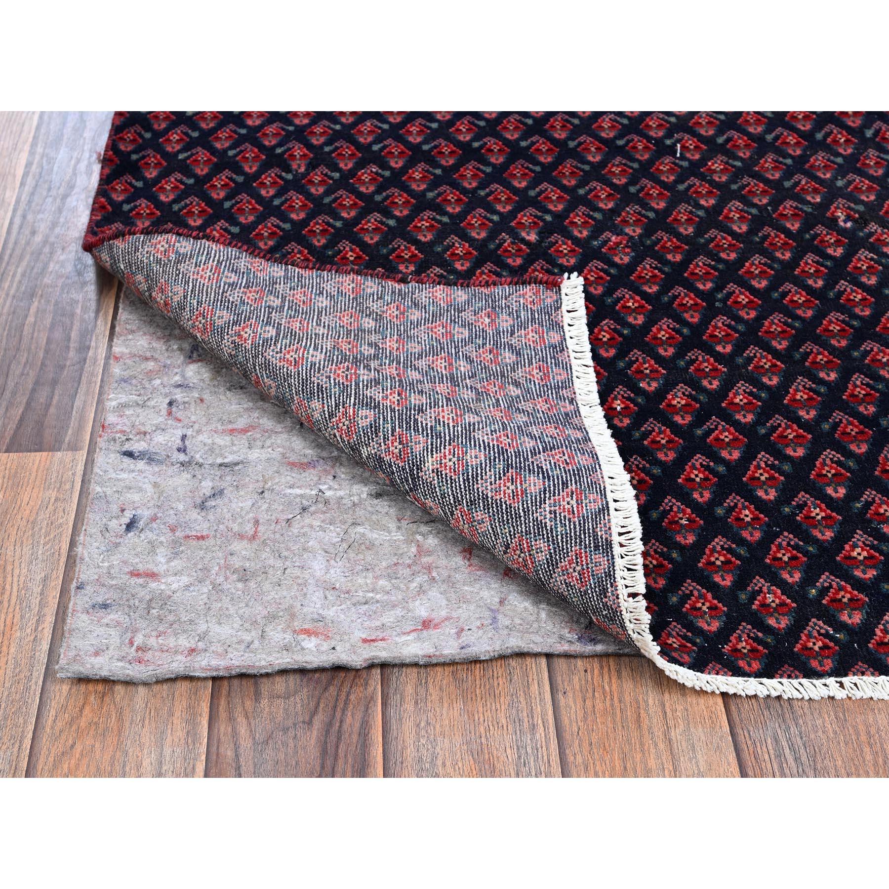 Bohème Tapis oriental vintage persan Tabriz noué à la main rouge vin 2'9