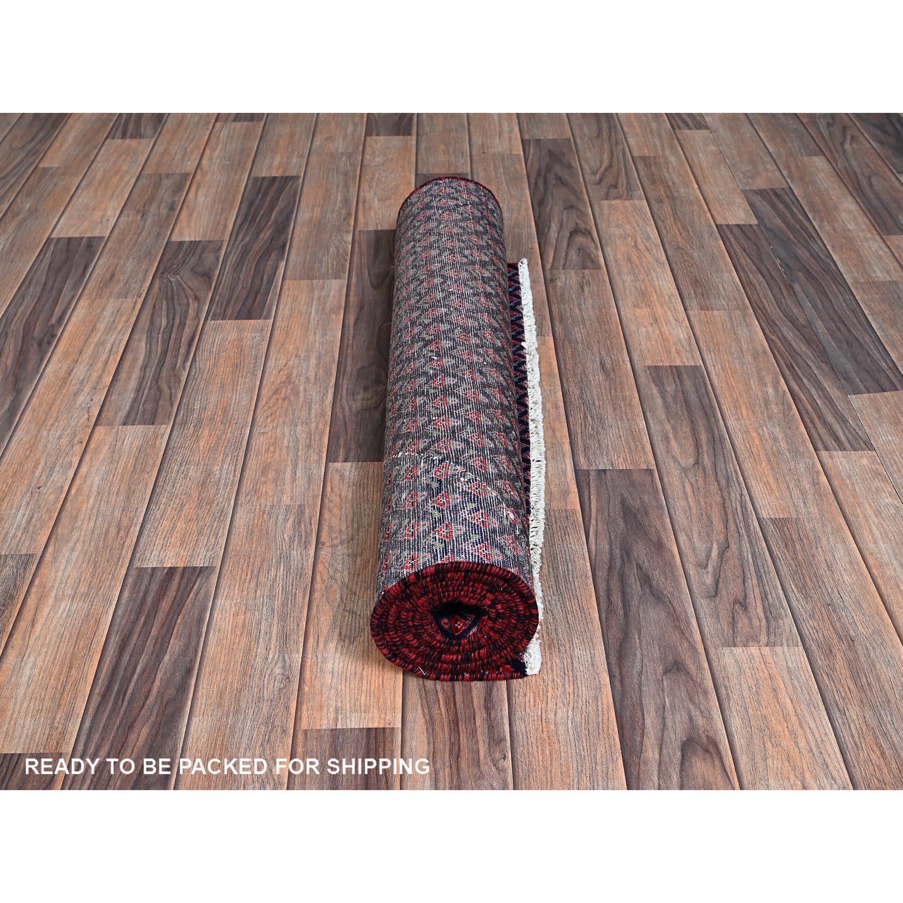 Noué à la main Tapis oriental vintage persan Tabriz noué à la main rouge vin 2'9