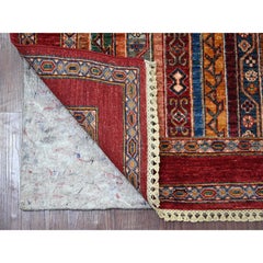 2'9"x8'5" Berry Red Afghan Super Kazak Hand Knotted Pure Wool Runner Rug