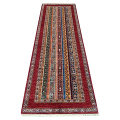 2'9"x8'5" Berry Red Afghan Super Kazak Hand Knotted Pure Wool Runner Rug
