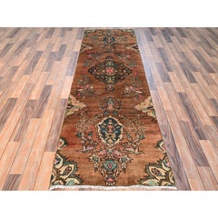 2'9"x8'6" Caramel Brown Vintage Persian Lilahan Hand Knotted Wool Runner Rug