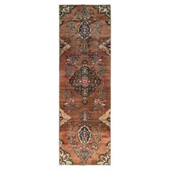 2
9"x8
6" Caramel Brown Vintage Persian Lilahan Hand Knotted Wool Runner Rug