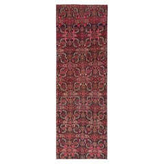 Tappeto da corridoio vintage persiano Tabriz, 84 cm x 264 cm, marrone, in pura lana, annodato a mano, pulito