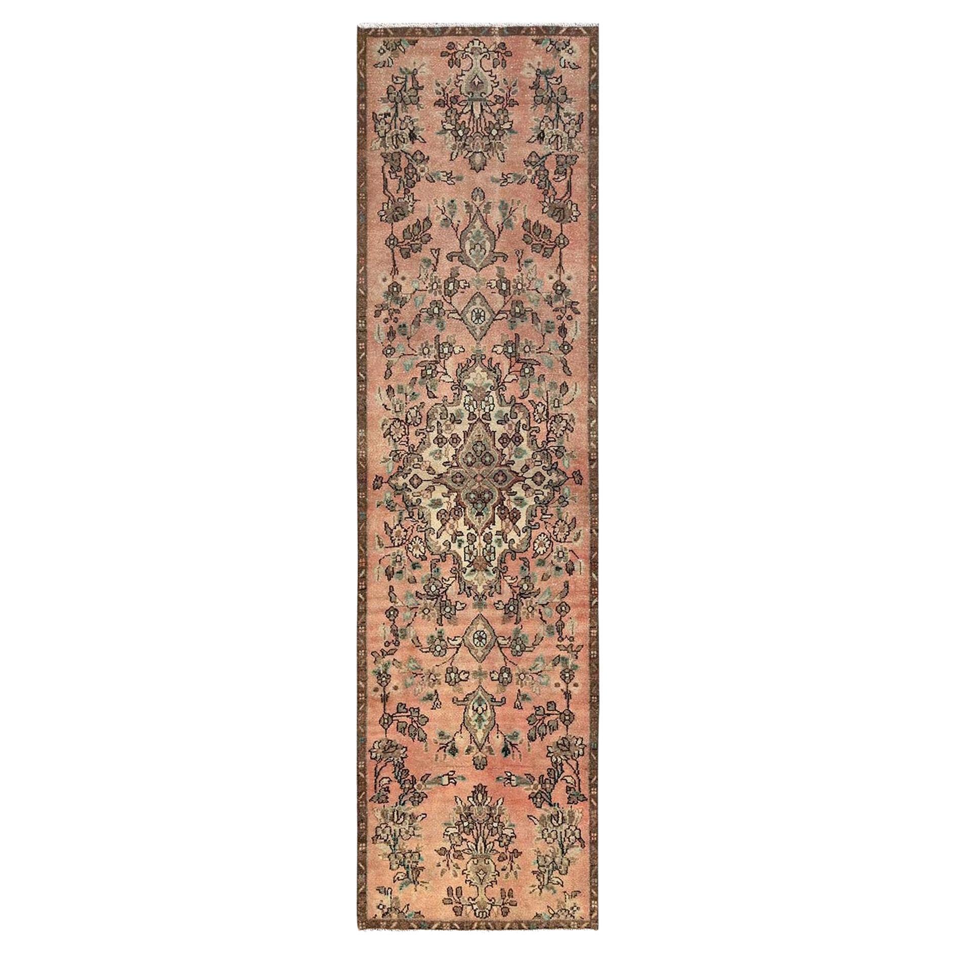 2
9 "x8
8" Pfirsich Farbe Vintage Persisch Lilahan Hand geknüpft reine Wolle Läufer Teppich