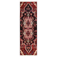 2
9"x9
 Brown Vintage Persian Hamadan with Abrash Hand Knotted Wool Runner Rug