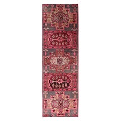 2'9"x9' Pink Vintage Northwest Zoroastrian Hand Knotted Wool Runner Oriental Rug