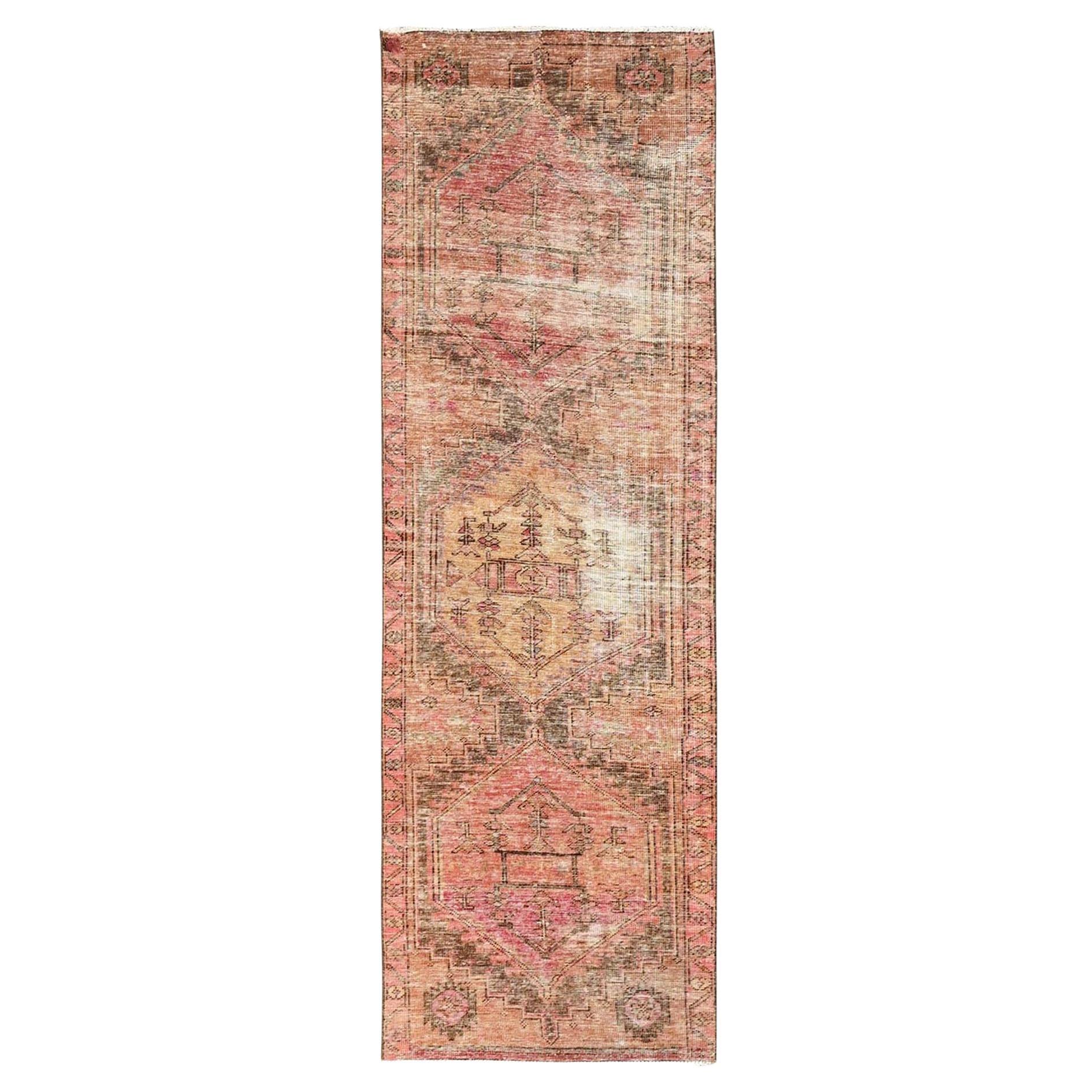 2
9"x9
1" Brown Vintage Northwest Persian 100% Wool Hand Knotted Runner Rug